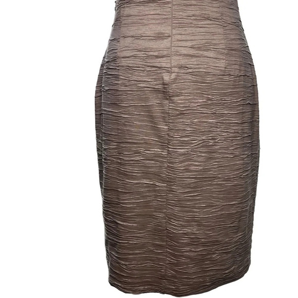 Eliza J (NWT) Textured Beaded Gold Tan Midi Sheath Dress Size 4 - Picture 9 of 14